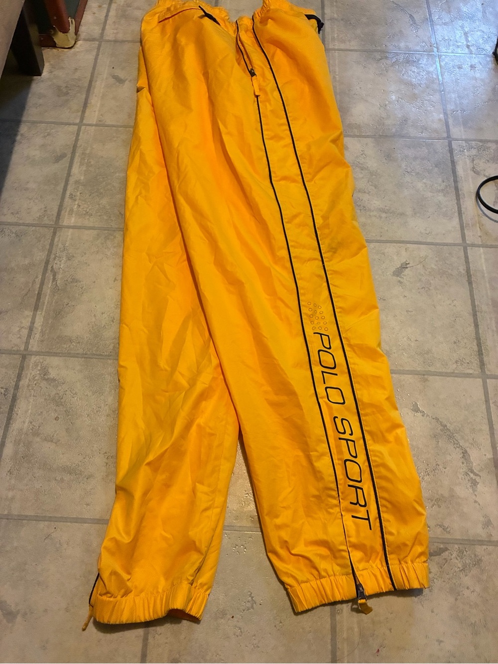 Vibrant yellow polo sport track style pants